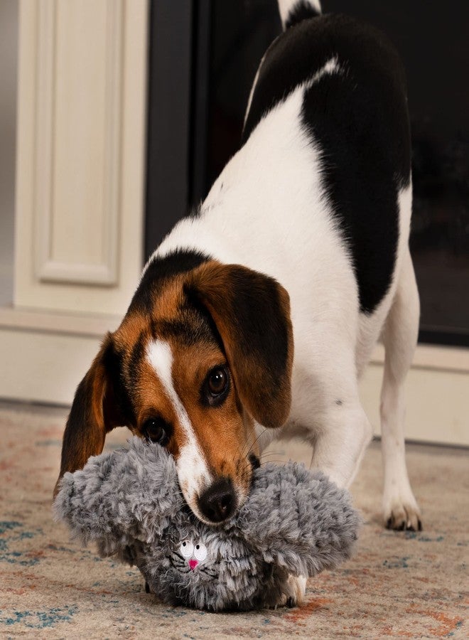 جو دوج لعبة أرنب قطيفة تصدر صوتاً من goDog PlayClean مع زيوت عطرية مزيلة للروائح، وتقنية حماية من المضغ - رمادي، صغير - Image 3